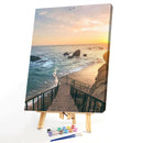 Painting By Numbers DIY Seaside Steps Canvas Oil Wall Art Picture Ornaments Kit