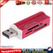 USB2.0 4 in 1 Multi Memory Card Reader for SD/SDHC/Mini SD/MMC/TF (Red) Newly