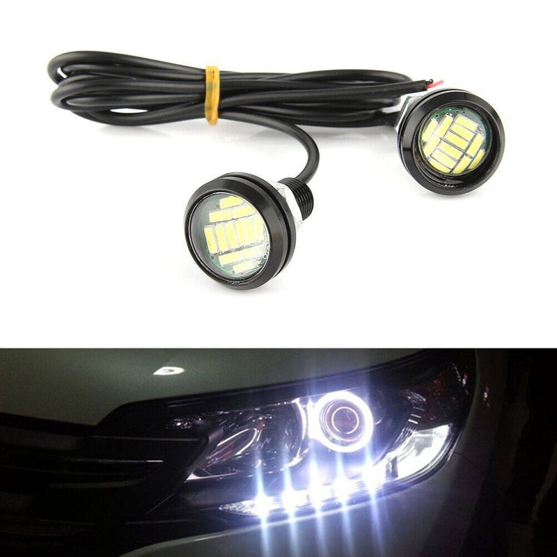 2pcs White Eagle Eye LED DRL Reverse Backup Turn Signal Light for Car Motorcycle