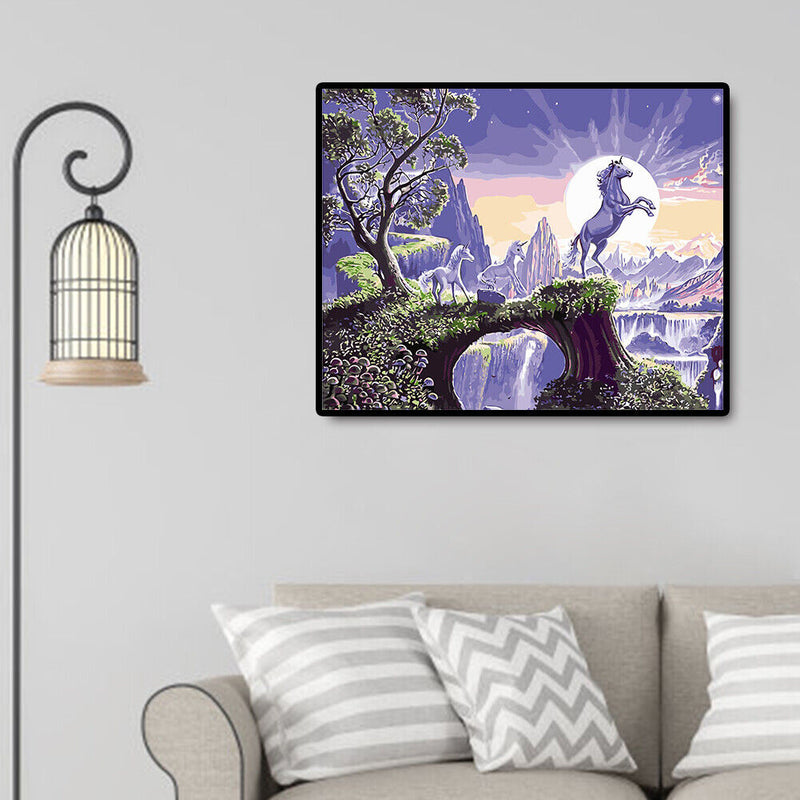 DIY Painting By Numbers Kits Hand Painted Cliff Horse Canvas Wall Arts Crafts