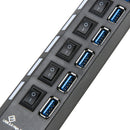 7 PORT USB 3.0 HUB 5 Gbps With Power On/Off Switch Adapter Cable For PC