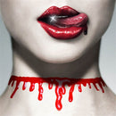 Gothic Party Dress Punk Choker Red Blood Drip Necklace Deathrock Halloween