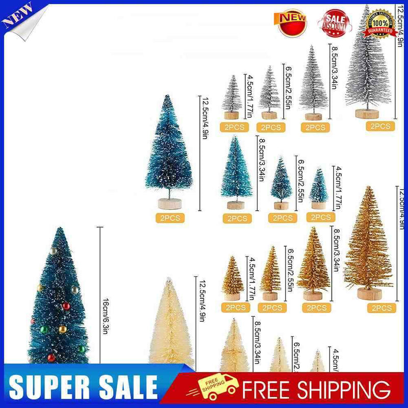 Christmas Tree Artificial Sisal Tree with Wooden Base Winter Crafts Ornaments