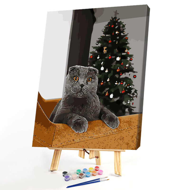 Painting By Numbers Kit Frameless DIY Christmas Black Cat Hand Painted Artwork