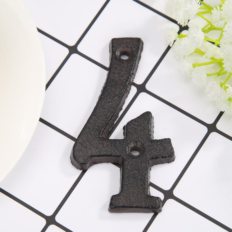 Metal Digital Number Cast Iron House Sign Doorplate DIY Cafe Wall Decor (4)