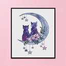 Full Cross Stitch 11CT Counted Moon Cats Embroidery DIY Animal Needlework K