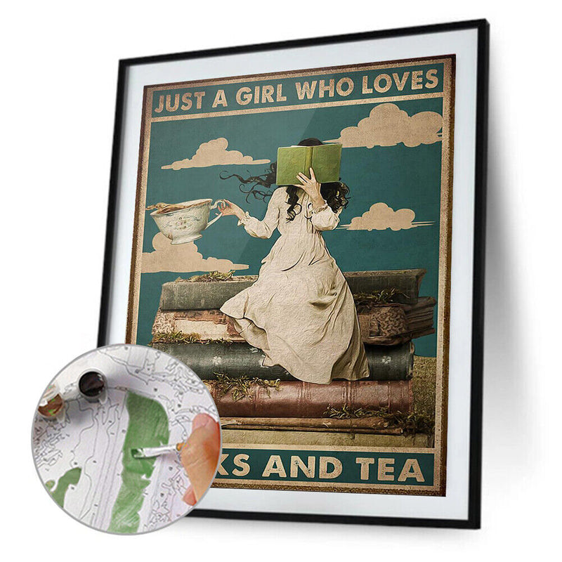 #A Retro Girl Poster Oil Paint By Numbers Kit DIY Frameless Drawing Picture fo