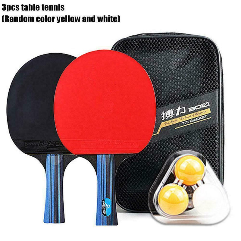 2 Professional Table Tennis Racket Long Paddle Pong + Sets Bat 40mm 3 Balls C9B7