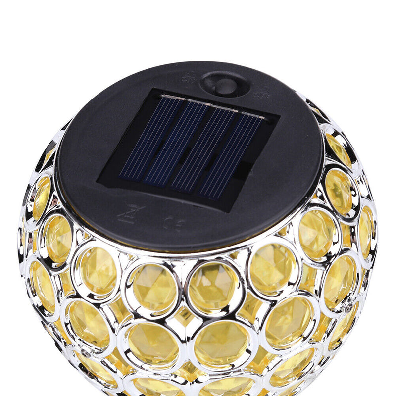 Solar LED Hollow Hanging Ball Light Outdoor Waterproof Garden Lamp (Yellow)
