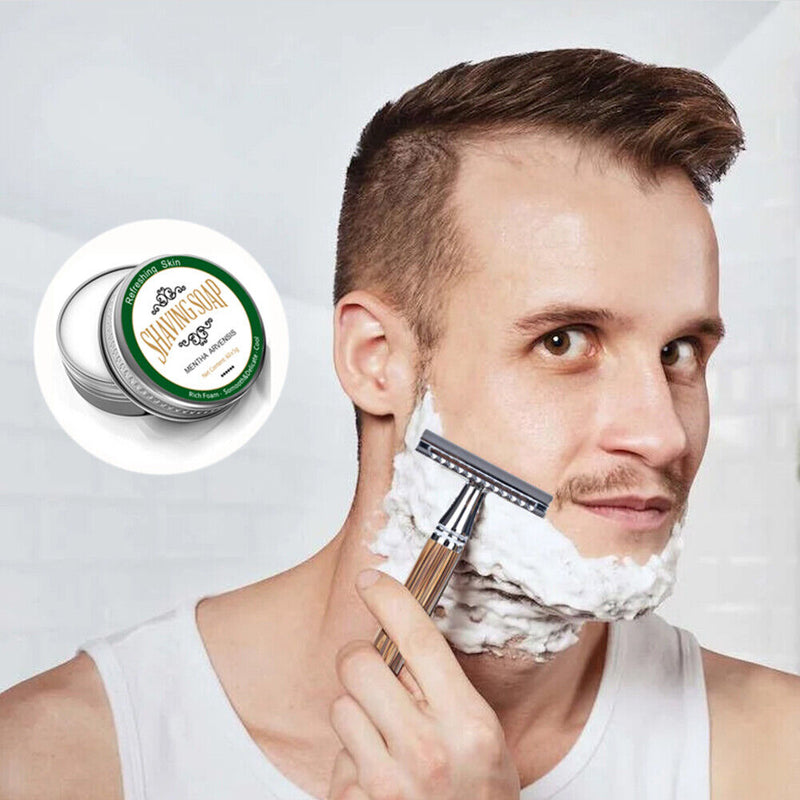 60g Mint Scented Men s Shaving Soap Aluminum Boxed Foam Rich Gentle Not Sti