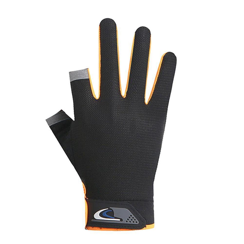 5pcs 2 Cut Finger Fishing Anti-slip Breathable Cycling Gloves(Orange)