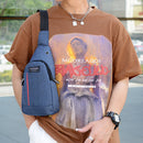 Retro Men Patchwork Travel Crossbody Chest Bag Casual Large Handbag (Blue)