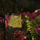 LED Solar Watering Can Lamp Garden Art Metal Iron Kettle Light (A Hook Up) Newly
