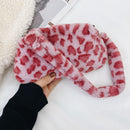 Portable Plush Shoulder Handbag Women Animal Print Underarm Bag Purse (2)