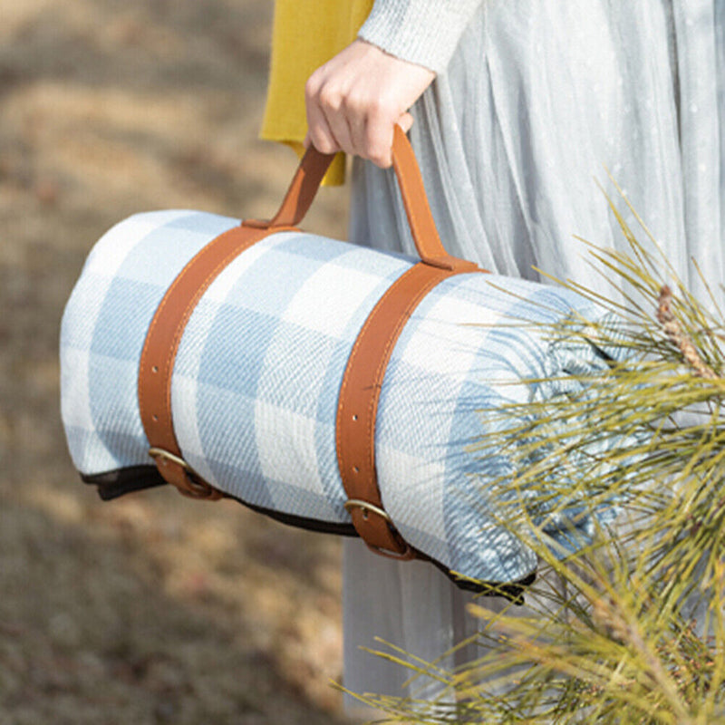 Outdoor Leather Blanket Strap Folding Picnic Mat Waterproof Camp Mattress Newly