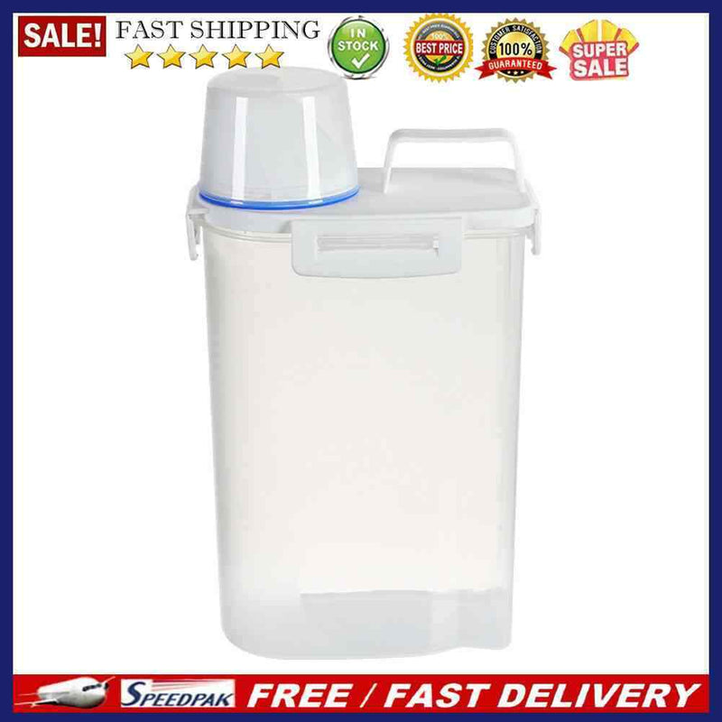 Kitchen Rice Bucket Plastic Transparent Grains Can Moisture-proof Sealed Storage