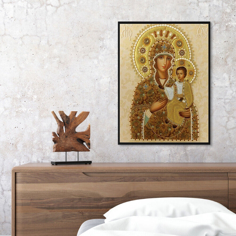 Handmade DIY Hand Painted Paint By Numbers Oil Canvas Picture Virgin Child Kit