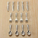 12pcs Puppenhaus Miniatur Edelstahl Besteck Geschirr Gabel-Set I5T8