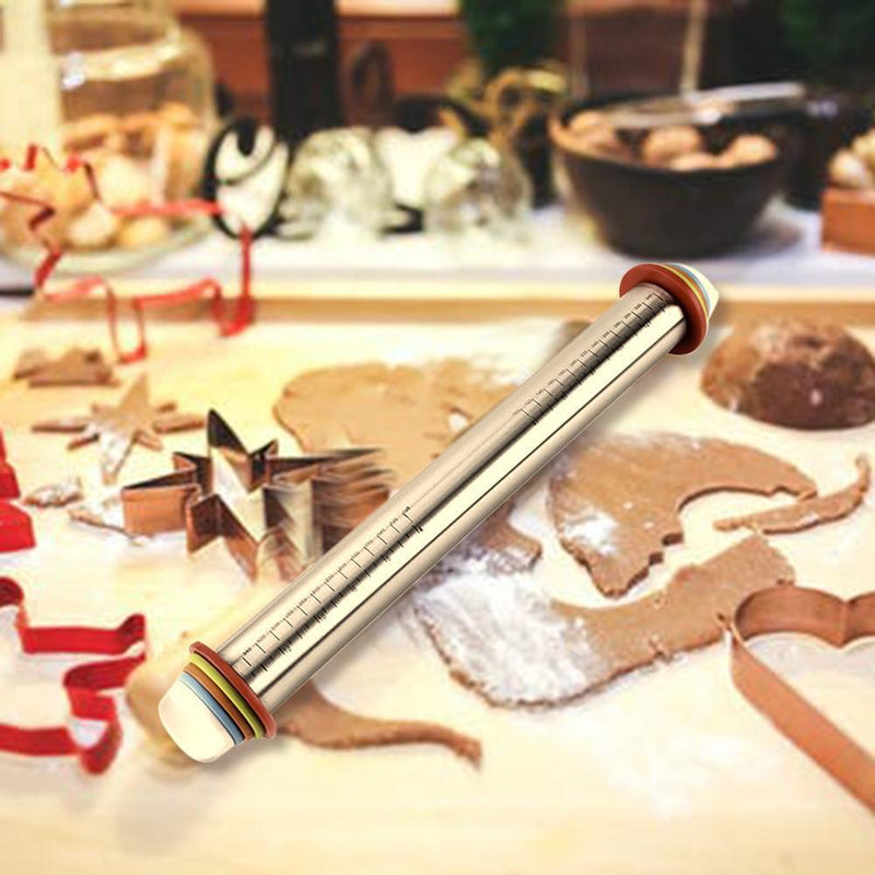 Stainless Steel Rolling Pin Dough Mat Dough Roller Adjustable Kitchen Tool