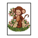 14CT Printed Partial Embroidery Set Monkey Baby Needlework DIY Cotton Craft Kit