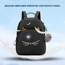 Teenagers Backpack Leather School Bags Girl Cartoon Square Satchel (Black)