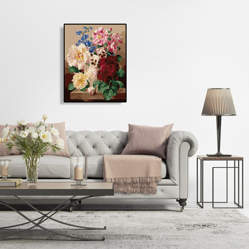 DIY Digital Oil Painting By Numbers Kits Colorful Flower Acrylic Color Drawing