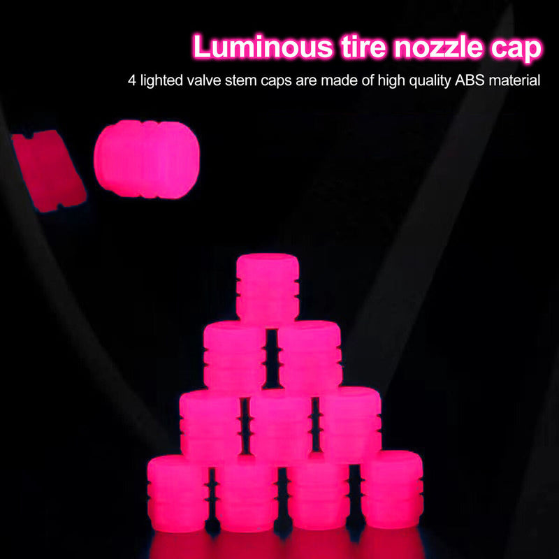 #A 4pcs Tire Valve Caps Illuminated Luminous Tire Cap Tire Stem Cap for Motorc