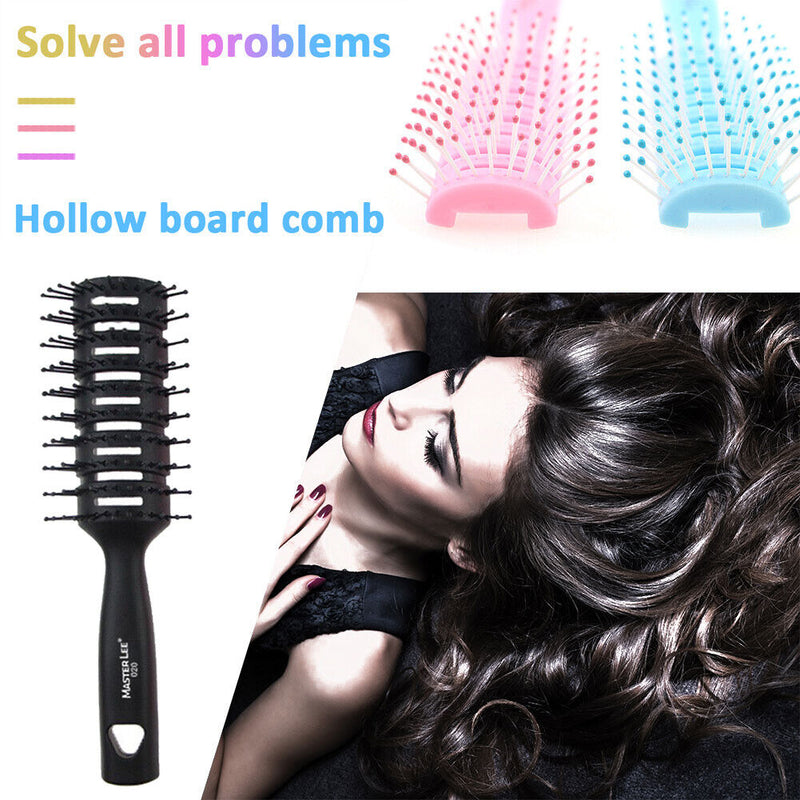 Hollow Massage Comb Anti-Static Wet Dry Scalp Styling Hair Brush (Black) Newly
