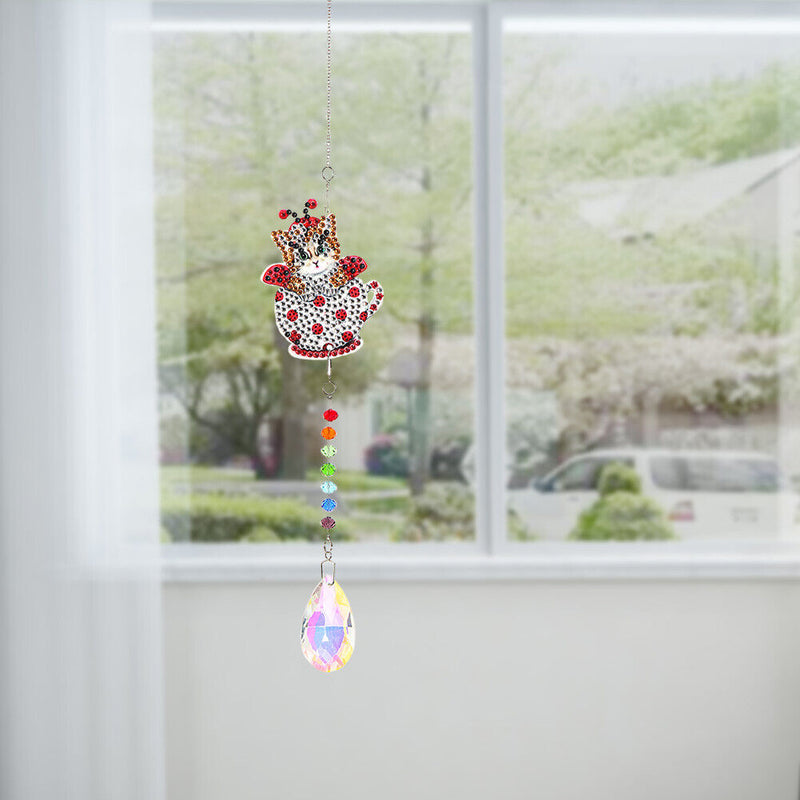 2pcs Crystal Wind Chimes Diamond Hanging Light Catcher Home Decor (ZH014)
