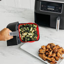 #A Silicone Air Fryers Basket Rectangle Foldable for Family Baking Camping Barbe