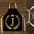 Letter J Printed Linen Apron Waterproof Home Cooking Baking Bibs (82X68CM)