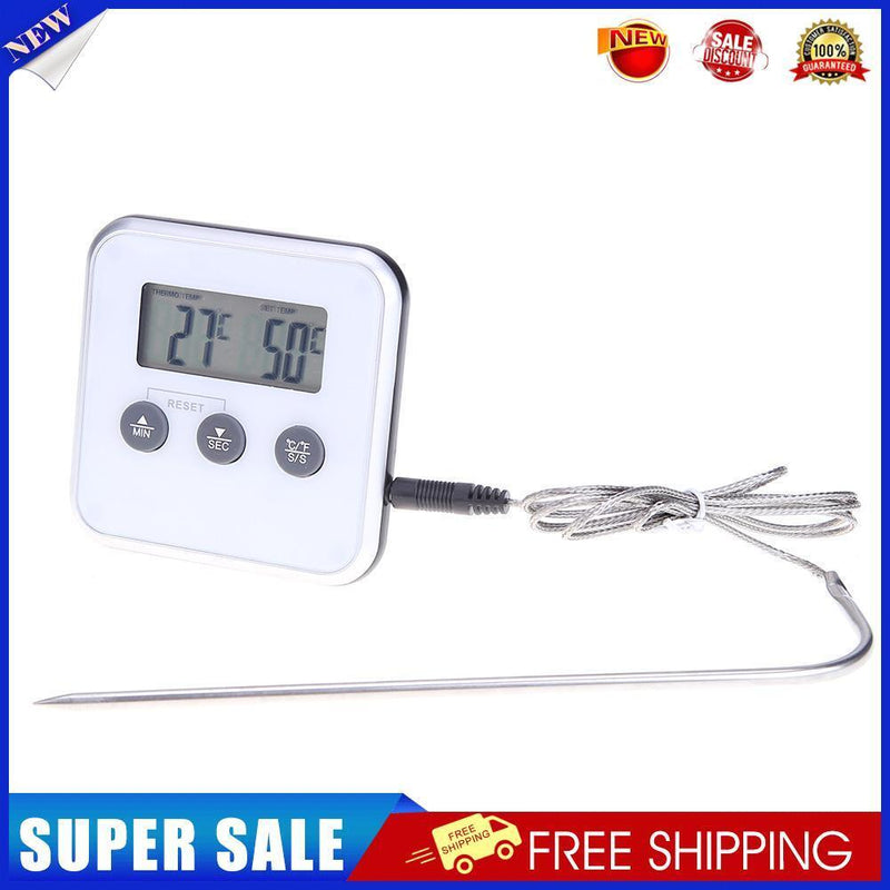 Electronic Thermometer Timer Food Meat Temperature Meter Gauge with Probe