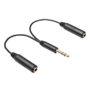 6.35mm Male to 2 6.35mm Female Cable Adapter 1/4Y Splitter Stereo Audio Cord