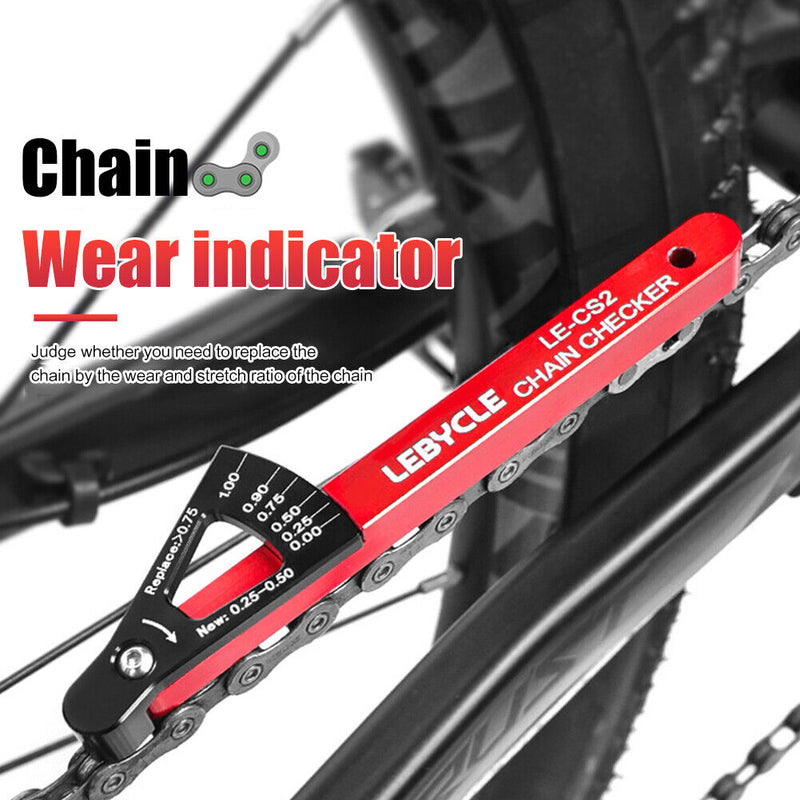 Lebycle MTB Road Bike Chain Wear Indicator Tool Bicycle Chain Gauge (Red)