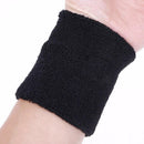 1 Pair Sweatband Towel Hand Band Gym Tennis Wristbands Wrist Support(Black)