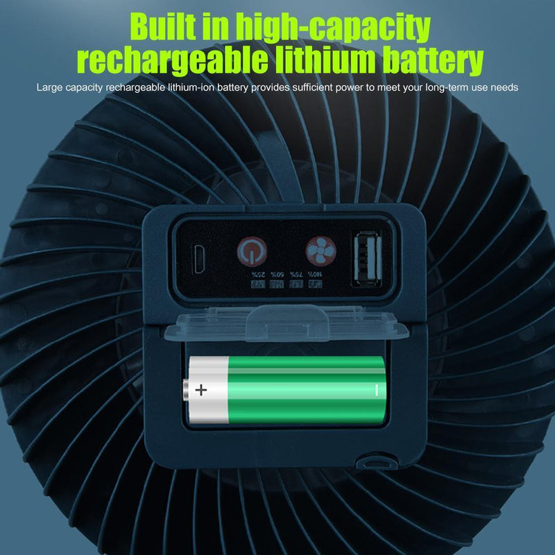 2 in 1 LED Tent Fan Rechargeable Lamp USB Charging Fan Light Without Stand