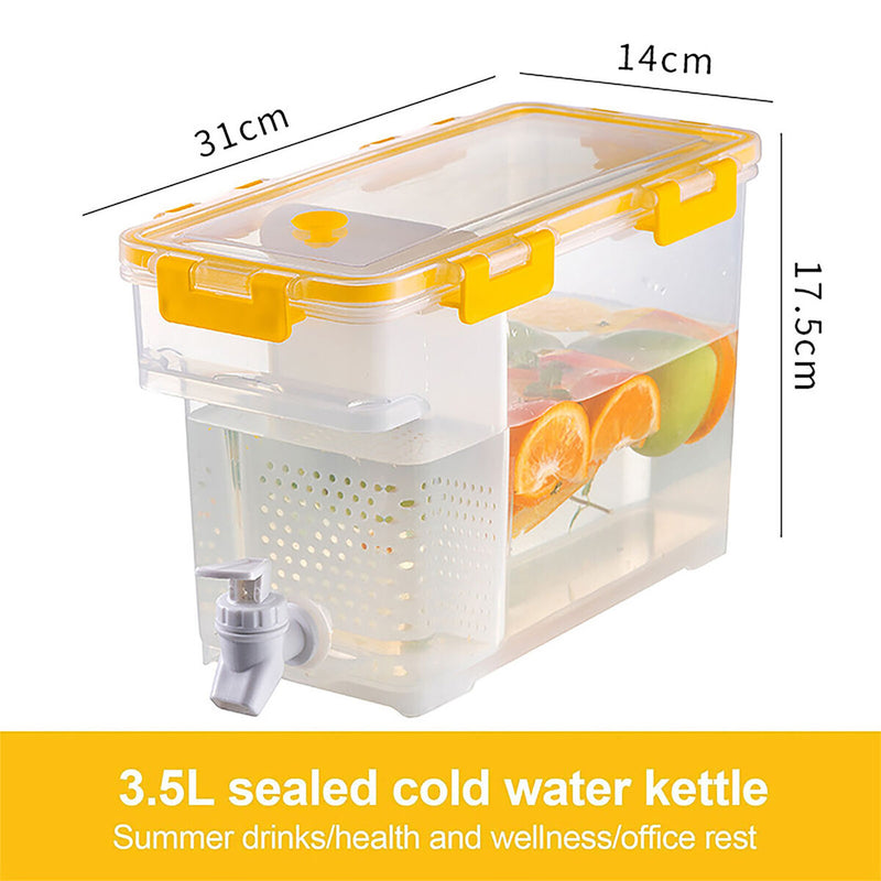 Drink Dispenser Leak-Proof Spigot Clear Storage with Filter Screen (Yellow)