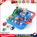 Track Adventure Racing Rail Car Kids Inertia Slide Toys (Blue with 4 Cars) Newly