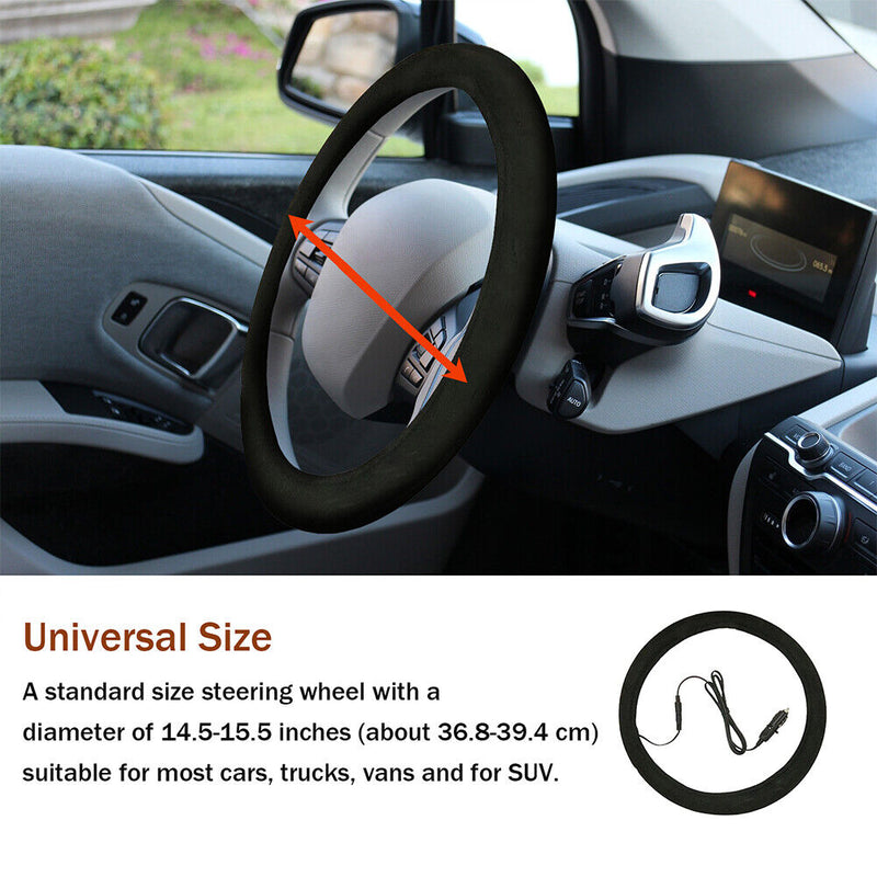 Car Heated Steer Wheel Cover Electric Heating 10W Hand Warmer Cover (Black)