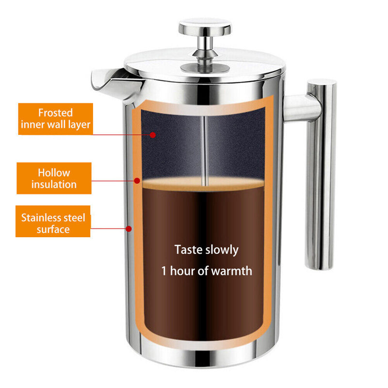 Coffee Brewing French Press Filter Tea Coffee Pot Maker Kettle (1000ml) Newly