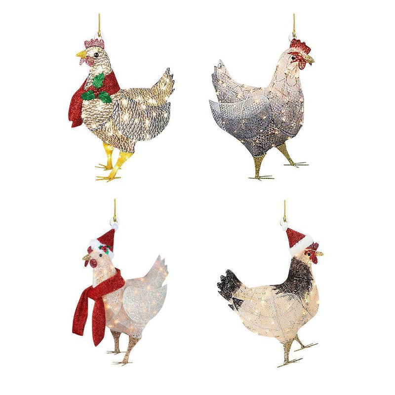 2 pcs LED Chicken Family Signs Xmas Tree Hanging Pendant (02)
