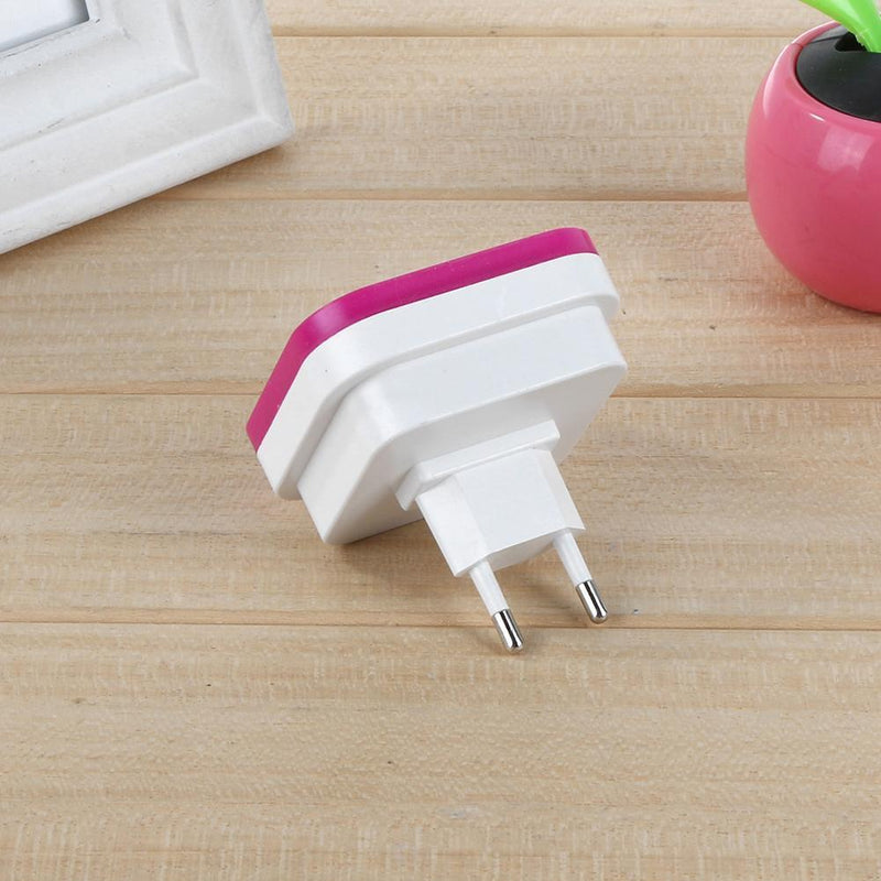 Mini LED Light Sensor Control Night Light Square Bedroom Lamp (EU Rose Red)