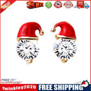 Christmas Snowman Hat Earrings Zircon Diamond Ear Studs Women Jewelry Gift