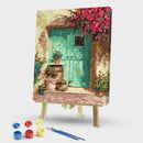 Unframed Flowers in Front of the Door Oil Painting Picture By Numbers Craft