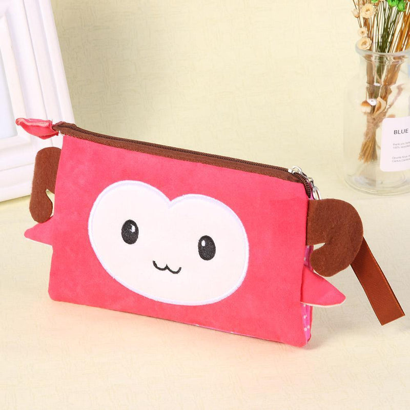 Cute Animal Pattern Pen Bags Kids Boys Girls Student Pencil Bags (Pink)