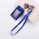 With Lanyard Faux Leather Multi colored ID Holders Wallets Card Case Zipper Bag