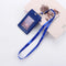 With Lanyard Faux Leather Multi colored ID Holders Wallets Card Case Zipper Bag