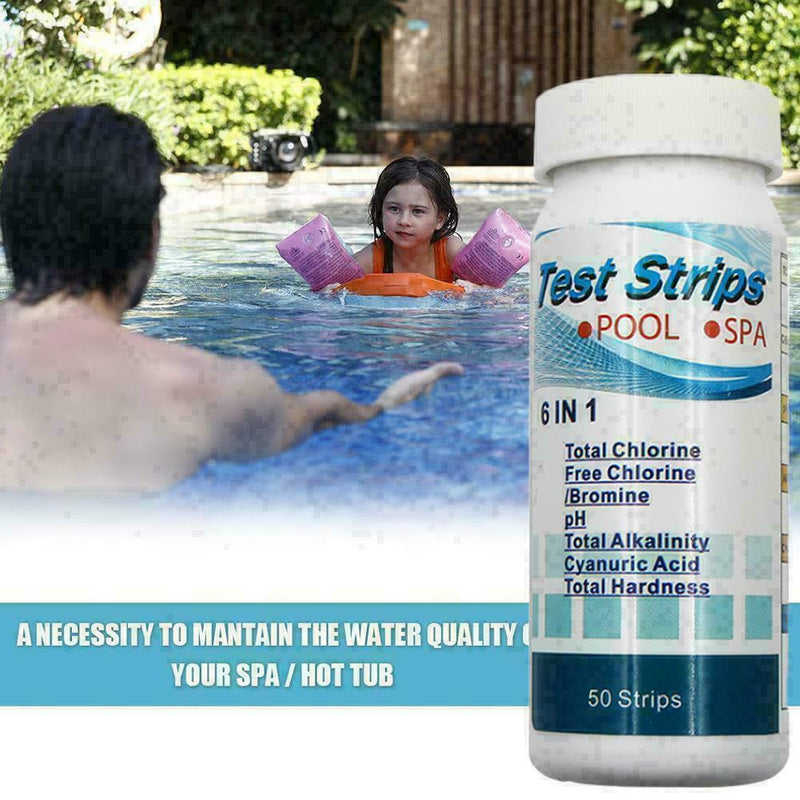 6 In 1 50pcs Water Test Strips Swimming Pool Test Strips E6M8 Testing L7H6 S7Y5
