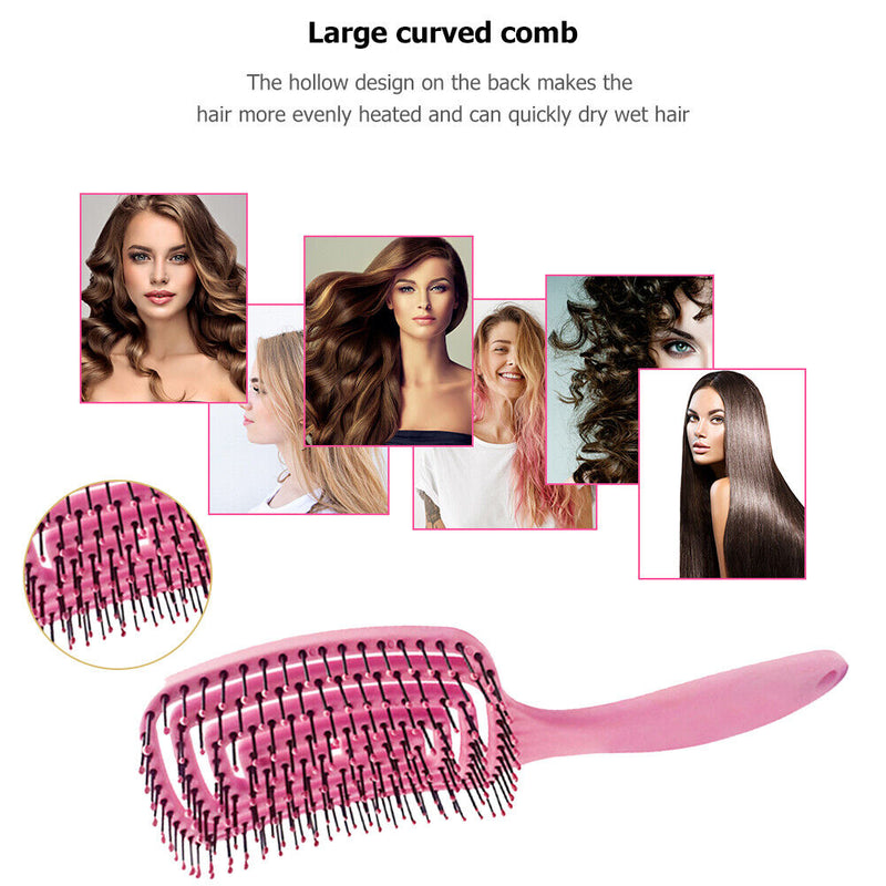 Massager Comb Wide Teeth Anti-static Salon Styling Smooth Hair Combs(Pink)