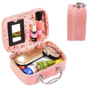 Small Square Solid Handbag Mirror Cosmetics Storage Bag Makeup Bags (Pink)